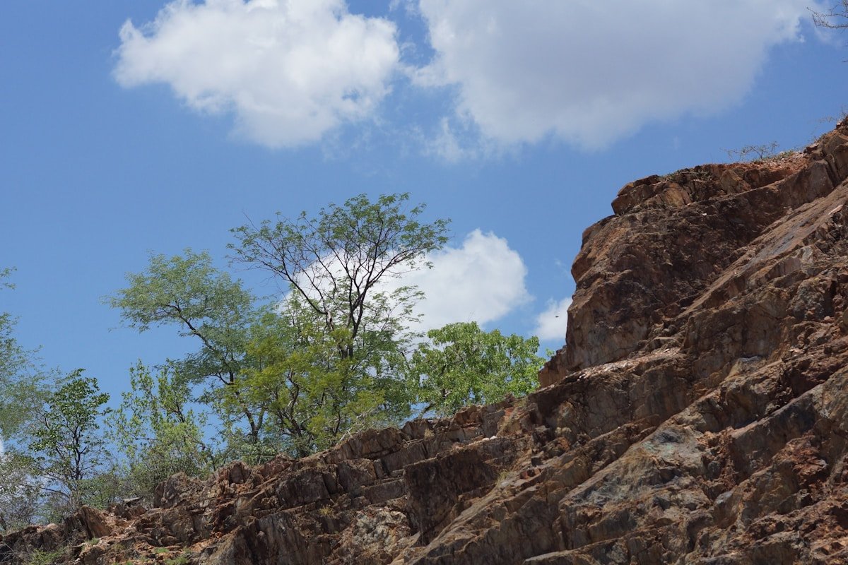 Rocky hillside with trees in Harare, Zimbabwe