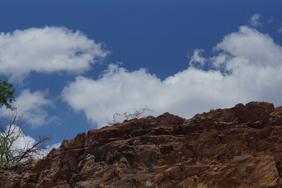 Rocky granite hillside under blue sky in the Masvingo province of Zimbabwe