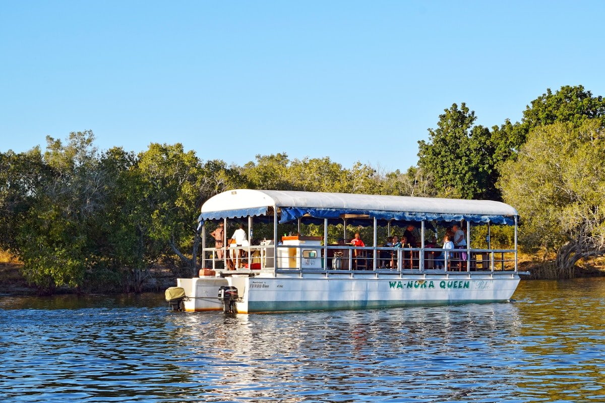River cruise boat on the Zambezi River near Victoria Falls, Zimbabwe