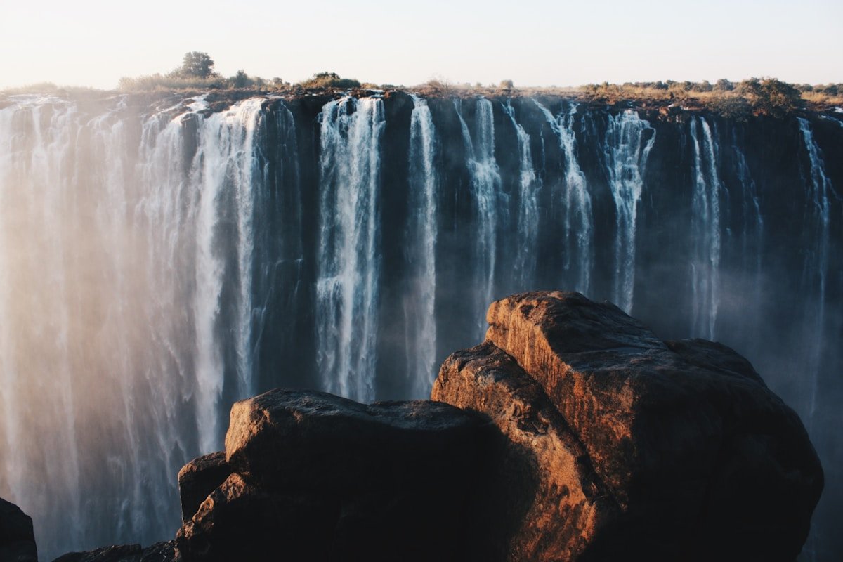 Victoria Falls waterfall from the viewing platform, Zimbabwe