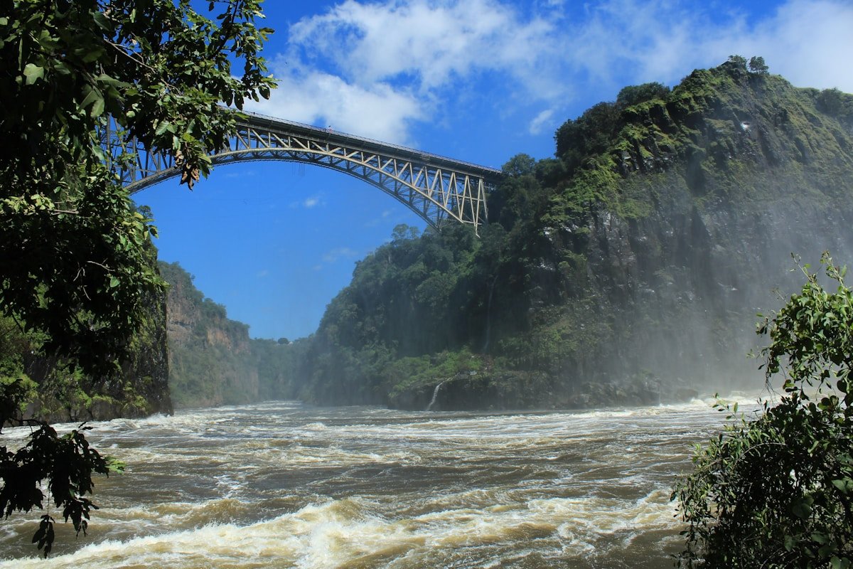 Victoria Falls Bridge spanning the Zambezi gorge, Zimbabwe