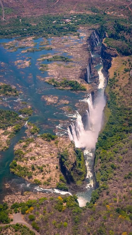 Aerial view of Victoria Falls on the Zimbabwe-Zambia border