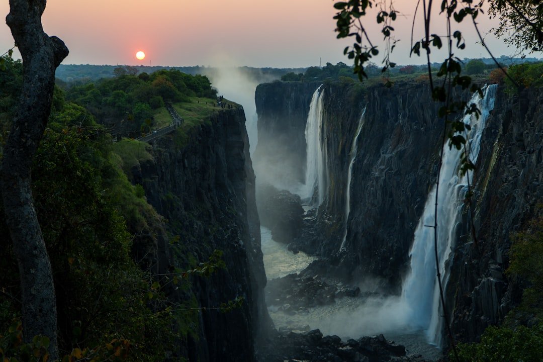 Victoria Falls cascading at sunset, Zimbabwe
